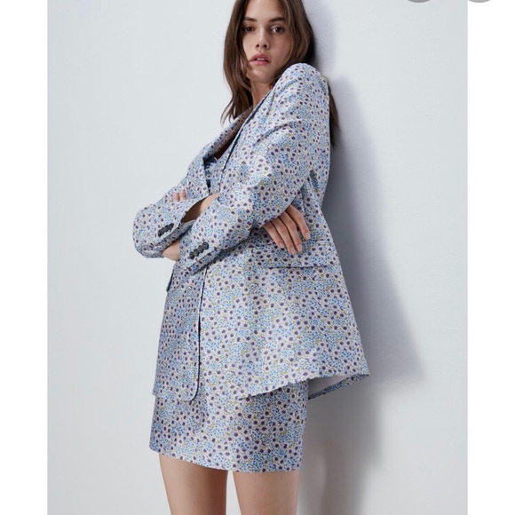 Zara Jackets & Coats Zara Floral Blazer Skirt Set Suit Coord Jacket